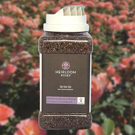 Heirloom Boost & Bloom Granular Rose Fertilizer, for Established Roses Season 2+, Supports Continuous Blooms, Strong Plant and Root Growth, 8 Lb
