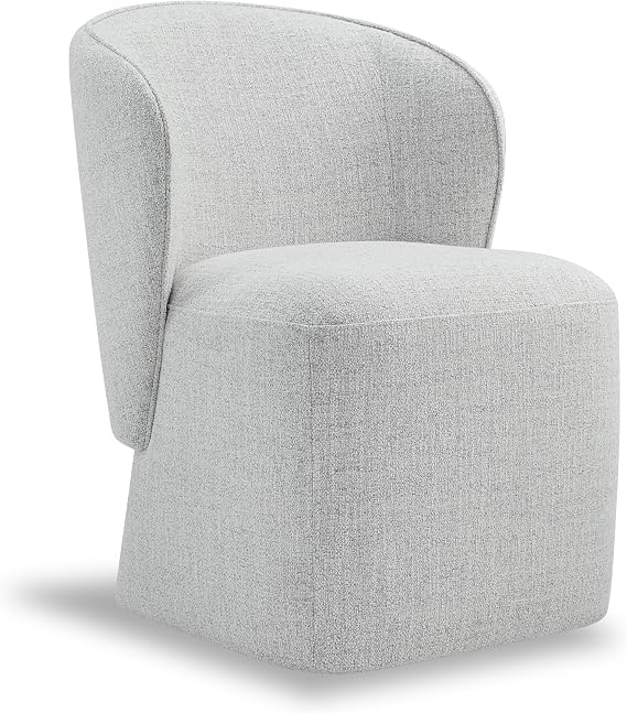 KISLOT Dining Chair with Casters Modern Upholstered Fabric Wingback Armlesschairs for Diningroom Bedroom Livingroom Reading Room