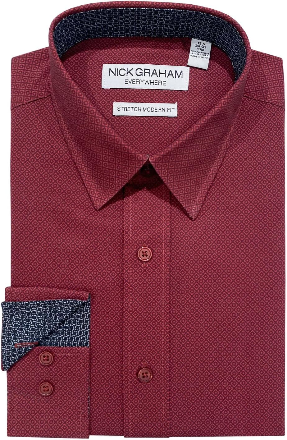 Nick Graham Mens Gramercy Grid Dress Shirt