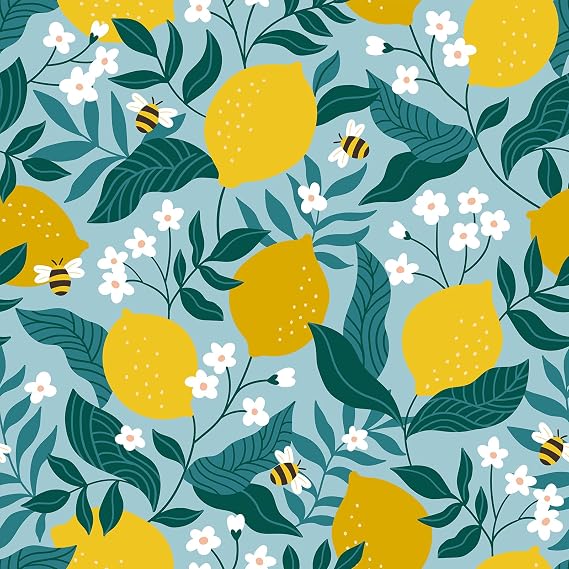 Peel and Stick Wallpaper Lemon and Bee Decor Self Adhesive 17.7118