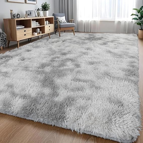 Rugs Living Room 200x300cm : Light Grey Large Area Rug for Living Room - Ultra Soft Fluffy Shaggy Rugs for Bedroom - Indoor Nursery Floor Carpets for Kids Room Home Decor, Anti-Slip Backing