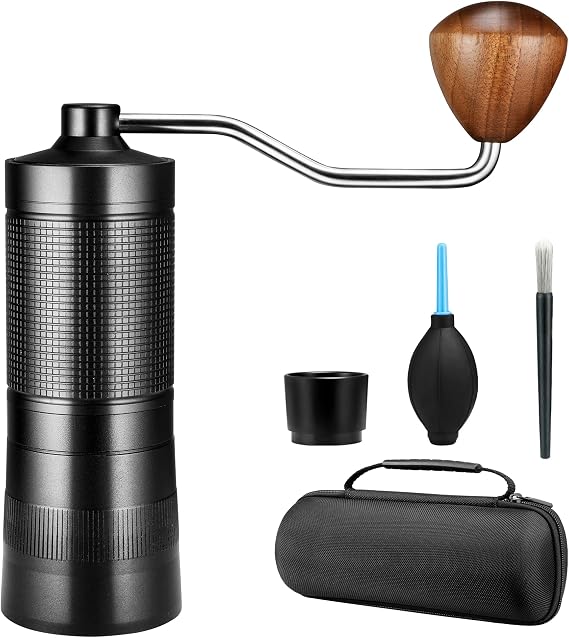 manual coffee grinder with case,portable,ease of use,larger capacity,easy to clean,durability,home,travel ,camping,Black