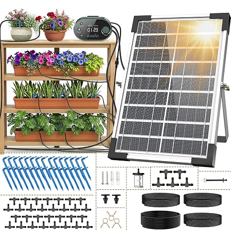 Solar Irrigation System, 8W Auto Watering Kit for 30 Outdoor Plants