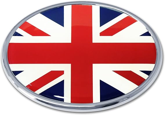 Elektroplate United Kingdom Union Jack Oval Flag Chrome Car & Truck Emblem