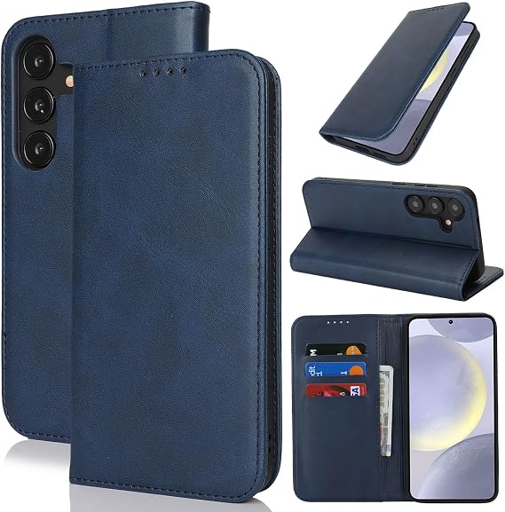 Fit for Samsung Galaxy S25 Wallet Case with Card Holder for Women Men,Galaxy S25 Stand Strong Magnetic PU Leather Flip Fold Protective Phone Purse Case,6.2 Inch,Navy Blue | Premium PU Leather, Flip Folio Purse Case, with Card Slot, Stand Holder,Magnetic Closure, TPU Shockproof Protective Case
