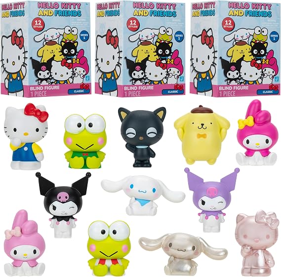 Hello Kitty and Friends Mystery Blind Box, 3-Pack - Series 1 - Collectible Sanrio Mini 2" Figure Mystery Toy - Styles May Vary - Gift for Kids, Boys, Girls - 6+