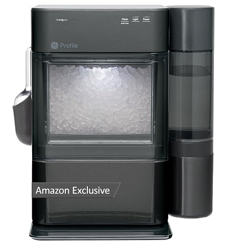 GE Profile Opal Ultra, Countertop Nugget Ice Maker, 1 Gal XL Side Tank, **, 38 lbs/Day, Pebble Pellet Crushed Ice Machine, WiFi Black Stainless Steel