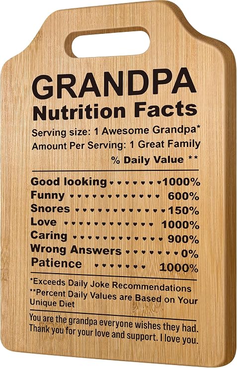 Grandpa Christmas Xmas Gift, Grandpa Gifts, Gifts for Grandpa from Granddaughter Grandson, Best Grandpa Gifts, Great Father's Day Birthday Gifts for Grandparents Promoted to New Grandpa Cutting Board