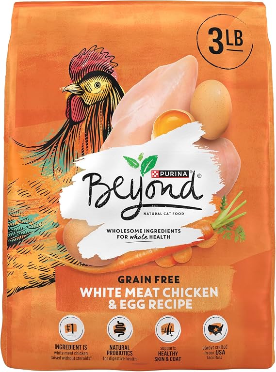 Purina Beyond Grain Free White Meat Chicken and Egg Recipe Natural Cat Food High Protein Cat Food Dry Formula - 3 lb. Bag