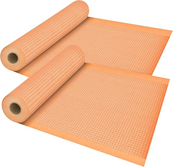 Waterproofing Membrane 8mils Thick - 3.3 ft x 33 ft / 108 Square Feet, [Pack of 2] Waterproofing Polyethylene Fabric, Waterproof Membrane Fabric for Shower Walls, Bathroom Floors, Sauna and Steam Room