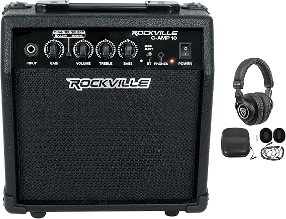 Rockville G-AMP 10 10W 6" Bluetooth Guitar Amp with PRO-M50 Headphones