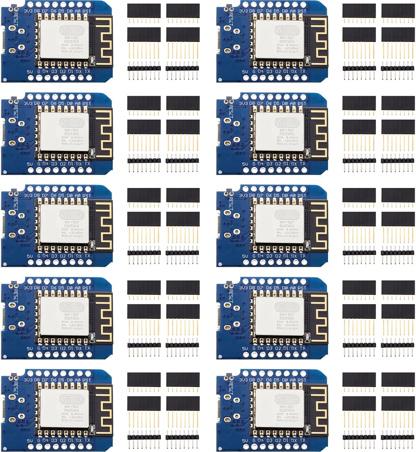 Weewooday 10 Pieces Development Board NodeMcu Mini D1 Module for ESP8266 ESP-12F 4M Bytes WLAN WiFi Internet Development Board Compatible with Arduino