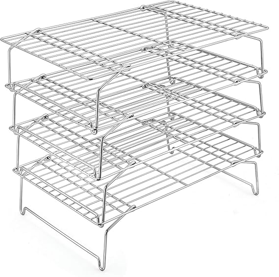 P&P CHEF 4-Tier Cooling Rack Set, Stainless Steel Stackable 15" x 10" Rack