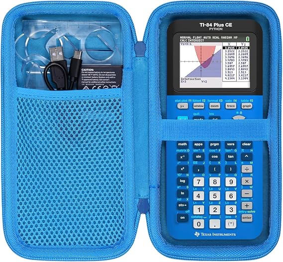Case for TI-84 Plus CE Evo/Python,TI-Nspire CX II CAS,TI-83 Plus Calculator | TI-Nspire CX II/TI-84 Plus/TI-89 Titanium Color Graphing Calculator Compatibility, Accessory Storage, Carry Bag, Blue