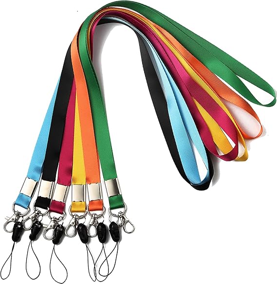 YOUOWO 6Pack Multicolor Neck Lanyards with Clip,for ID Badges Holder | 6Colors,Lightweight,Black Blue Yellow Green Orange