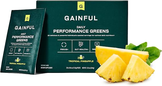 Gainful Daily Performance Greens Powder, Coconut Pineapple, 28 Packets