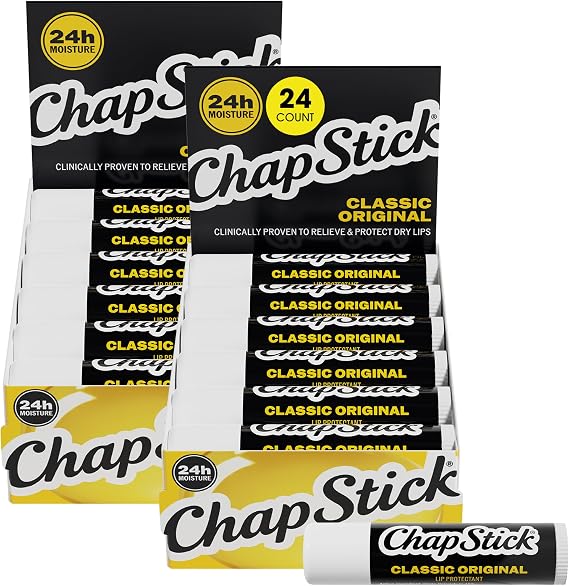 ChapStick Bulk Lip Balm, Classic Original 24-Count Lip Moisturizer for Dry Lips, 0.15 Ea