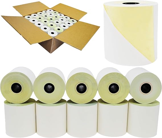(150 ROLLS) 2-ply 3" inch 90' Feet Carbonless m188b printer 2 ply paper (07901) PM Company Perfection Register Bond Pos Paper Rolls From BuyRegisterRolls