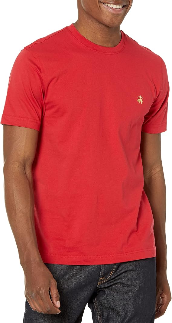 Brooks Brothers Men's Supima Cotton Short Sleeve Crewneck Logo T-Shirt, Red