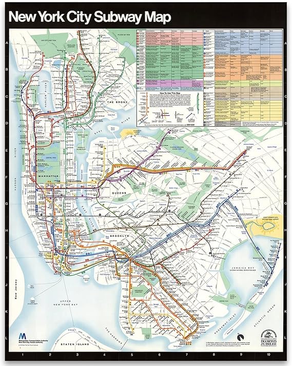 New York City Subway Map 1979 18x24 Unframed Print Vintage NYC Transit Wall Art, Historical New York Map Reproduction for Home, Office, or Study Decor