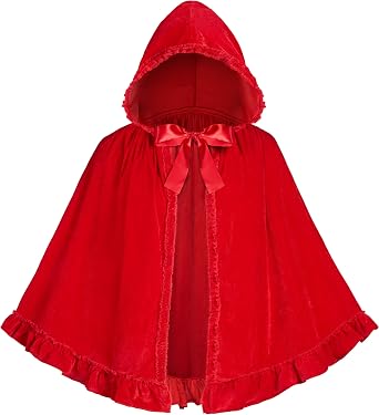 Spooktacular Creations Halloween Red Riding Hood Cape for Adult Women,Short Riding Hooded Cloak for Halloween Costume Cosplay