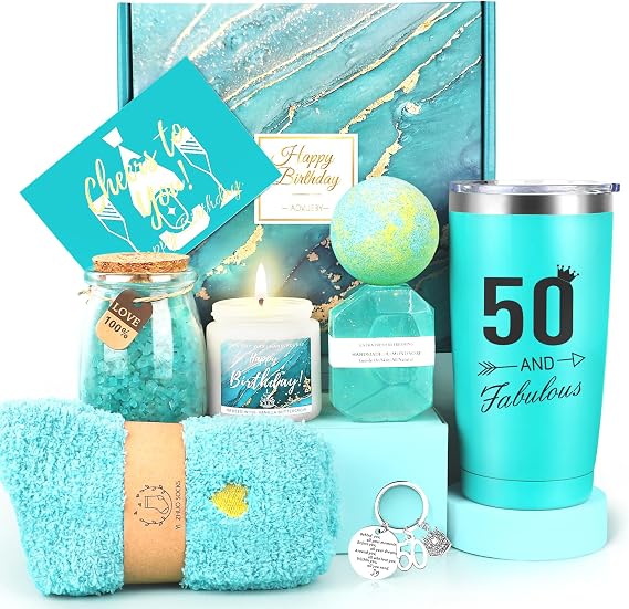 Frerdui 50th Birthday Gifts for Women, Happy 50 & Fabulous Pamper Hampers Gift Basket Box for Her, Unique 50th Birthday Present for 50 Year Old Mum, Sister, Friend, Bestie, Wife or Colleague