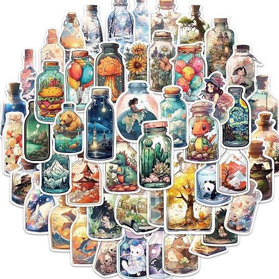 50Pcs Aesthetic Stickers for Water Bottle, Graffiti Waterproof Vinyl Stickers Pack for Hydroflask Laptop Guitar Computer Phone, Trendy Cute Stickers