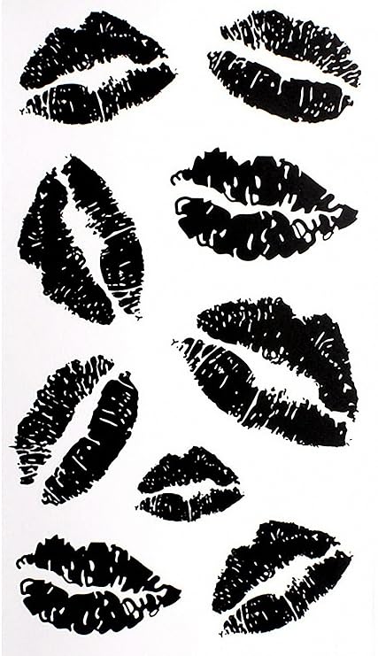 MapofBeauty Sexy Black Lip Print Waterproof Temporary Tattoo Paper Sticker