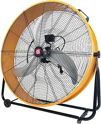 30 Industrial High Velocity Drum Fan, Heavy Duty Floor Fan,550W 14000 CFM Portable Air Circulator with 3-Speed Control, 360° Tilt, Durable Steel Construction for Warehouse, Garage, Workshop, Gym,Base