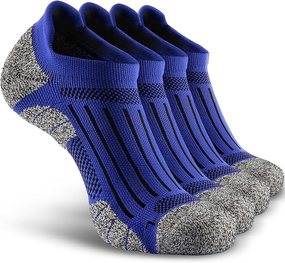 Men's No Show Compression Athletic Socks, Cushioned for Running Hiking