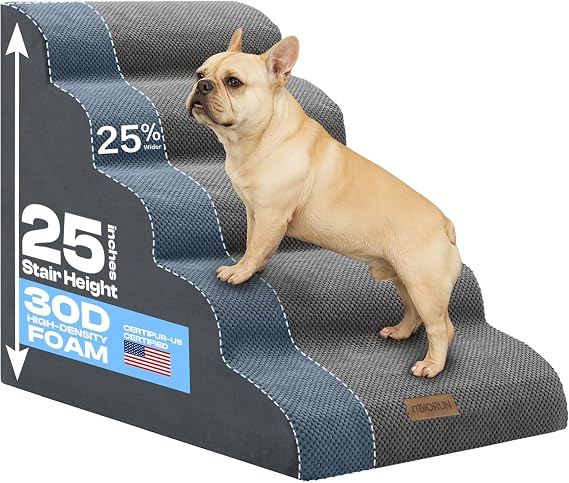 Miorun Extra Wide Dog Stairs for Large Dogs, 25" H Pet Steps for High Beds