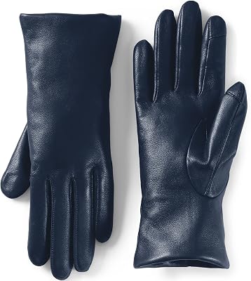 Lands End Womens EZ Touch Screen Cashmere Lined Leather Gloves