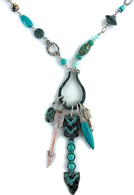 Western Peak Bohemian Metal Gold Silver Rose Gold Patina Arrow Pendants Necklace & Earring Set