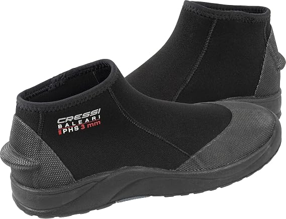 Cressi Adult Neoprene Diving Boots with Hard Sole for Protection from Outdoors- Baleari 3mm