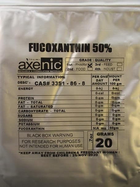 100 Grams FUCOXANTHIN 50% Powder, Brown Algae Extract