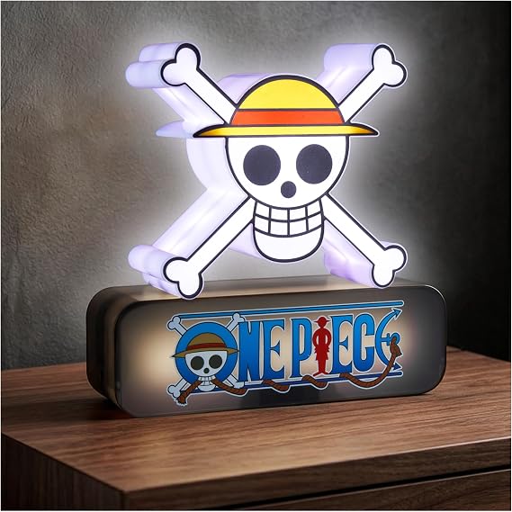 One Piece 3D Night Light, Straw Hat Table Desk Lamp, White LED Light for Bedroom, Dimmable 3 Brightness Levels, USB or Battery Operated Lamp, Home Room Decor, Manga, Anime Gifts (Multi 3D Skull)
