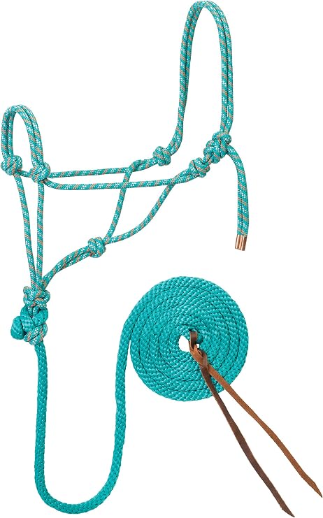 Weaver Leather Diamond Braid Rope Halter and Lead, Teal/Gray/Orange