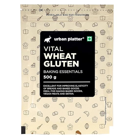 Urban Platter Vital Wheat Gluten | 17.64 Oz (500g) | Natural Plant-Based Protein | Dough Improver for Soft, Chewy & Fluffy Bakes | High-Protein Flour for Seitan, Bread, Pizza & Baking