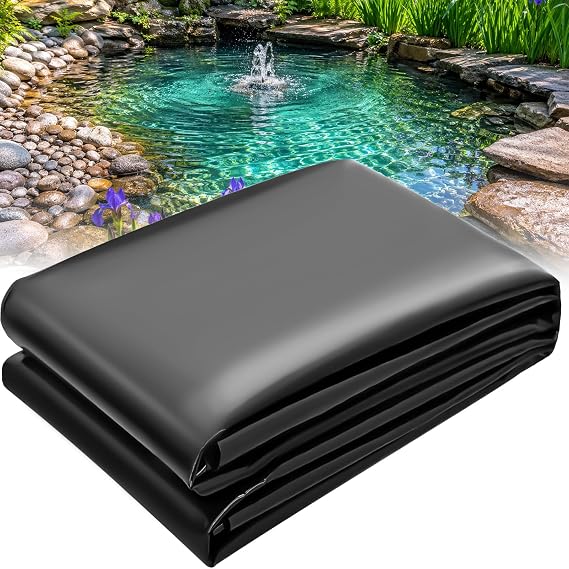 Pond Liner 14 x 14 FT, HDPE Pond Liners for Outdoor, Flexible & Durable Easy Cutting Pond Liners for Garden Fountain, Koi Fish Ponds, Waterfall