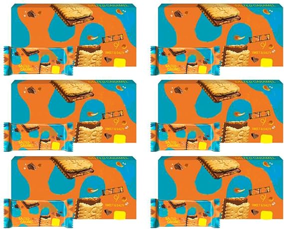Sweet & Salty Salted Caramel Milk Chocolate Biscuit Bars, 5x28g, Crispy Sandwich Cookies with Caramel Filling, Pack Of 6
