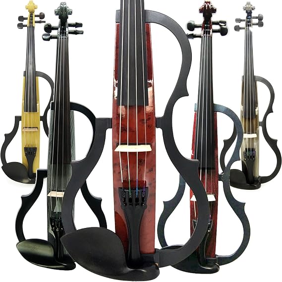 Aliyes Handmade Silent Electric Violin 4/4 Full Size Professional Student Violin For Beginner Solid Wood Violin Kit String,Shoulder Rest,Rosin-E601
