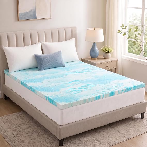 OLIXIS 3 Inch Queen Cooling Gel Infused Memory Foam Mattress Topper Bed Pad