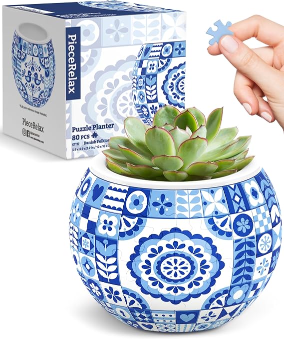 PieceRelax Unique 3D Puzzle Planter - 80 Plastic Pieces [K1117]