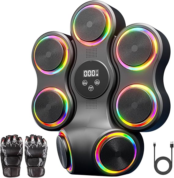 Music Boxing Machine Gym Equipment with Boxing Gloves, Smart Bluetooth Boxing Trainer, Boxing Wall Mount Machine for Adults Kids, Electronic Boxing Target Fitness for Home Office Gym