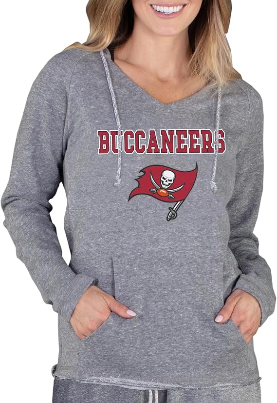 Concepts Sport Women's Gray Tampa Bay Buccaneers Mainstream Hooded Long Sleeve V-Neck Top