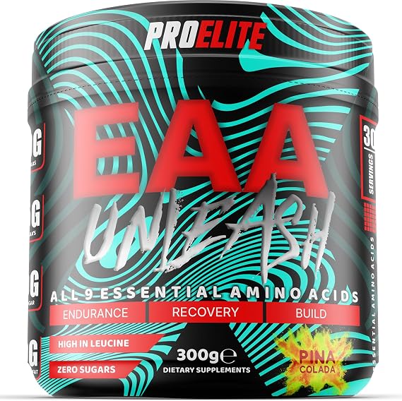 EAA Amino Acids Powder 300g | Pina Colada Flavour Vegan Essential Amino Acids with BCAA Blend | Full Spectrum Muscle Growth, Recovery & Hydration Supplement by PROELITE