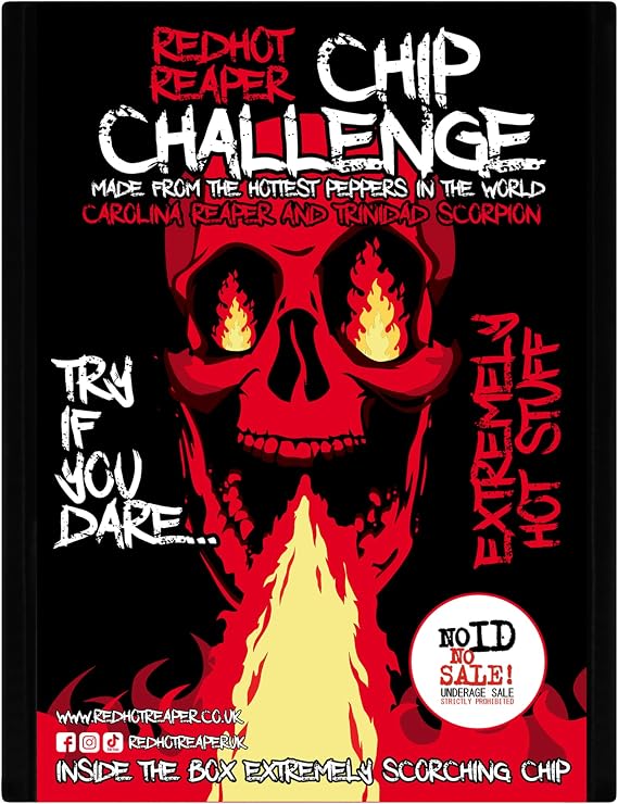 Red Hot Reaper – Challenge Hottest Chip – Carolina Reaper Spicy Challenge - Stupidly Spicy Hot Chip