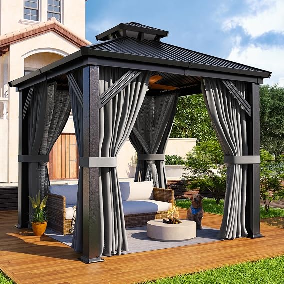 8x8 Hardtop Gazebo Black