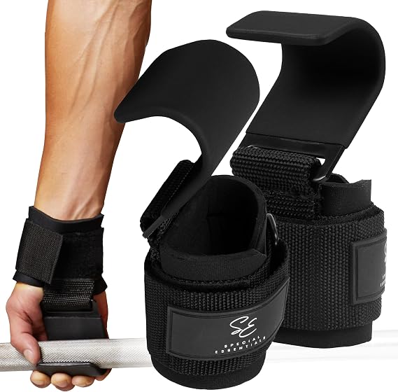 Special Essentials Weight Lifting Hooks with Padded Wrist Straps, Steel