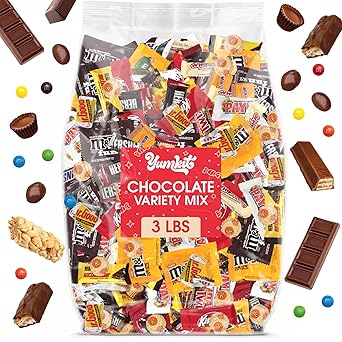 Bulk Chocolate Variety Pack 3lb Big Bag of Bulk Chocolate Individually Wrapped Large Chocolates Assortment for Pinatas, Party Favors & Easter Basket Stuffers